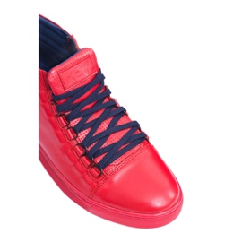 KENT Mænds røde Torres -læder -sneakers 5