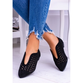 Lu Boo Black Suede kvinders Slip-on Synthia sko sort 1