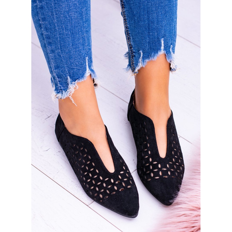 Lu Boo Black Suede kvinders Slip-on Synthia sko sort 2
