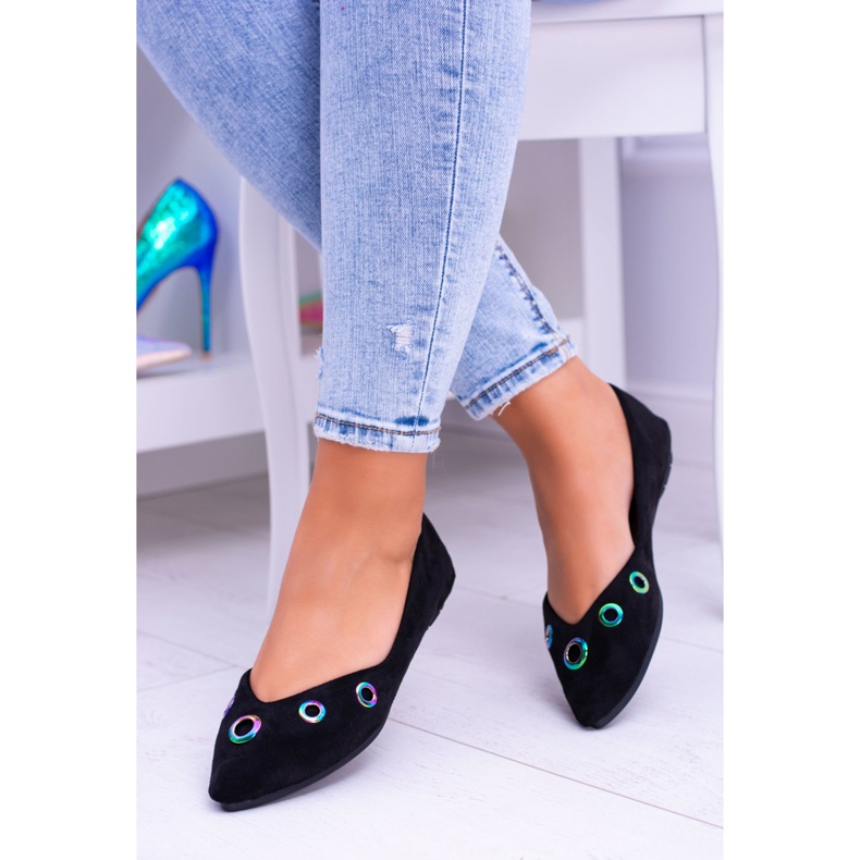 Lu Boo Black Ballerina In Spitz Benzin Eyelets Octavia sort 1