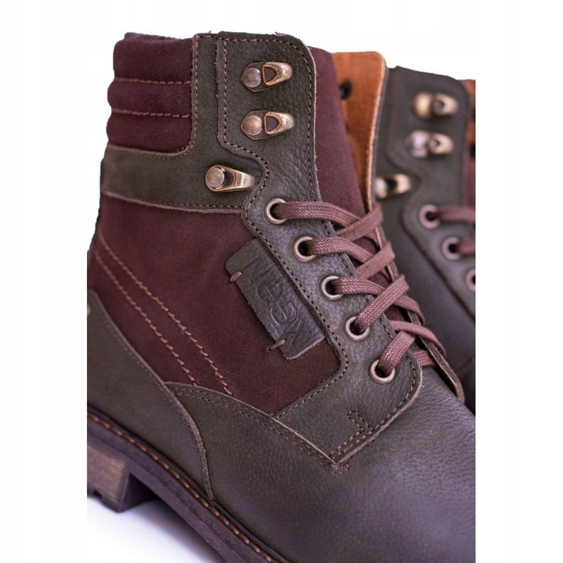 Neex Olive Leather Mænds varme støvler Grigor brun grøn 2