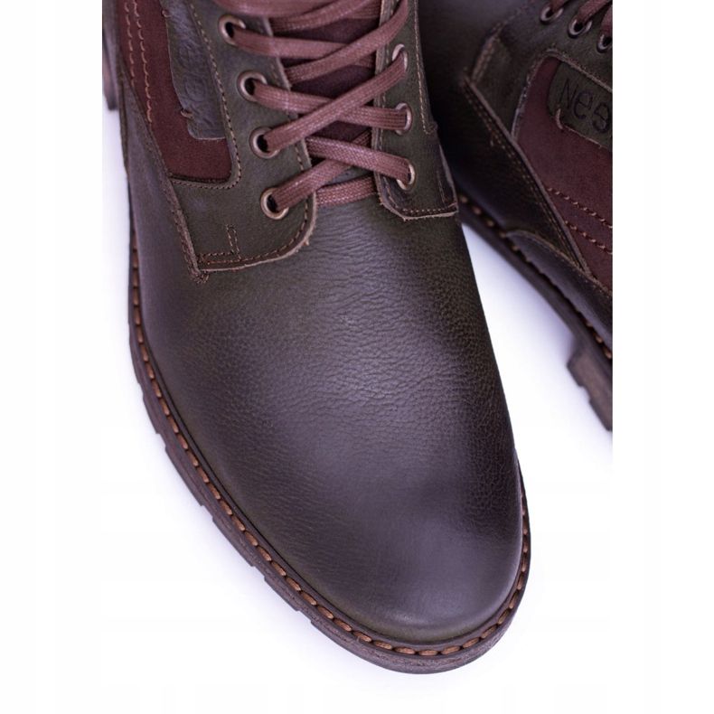 Neex Olive Leather Mænds varme støvler Grigor brun grøn 1