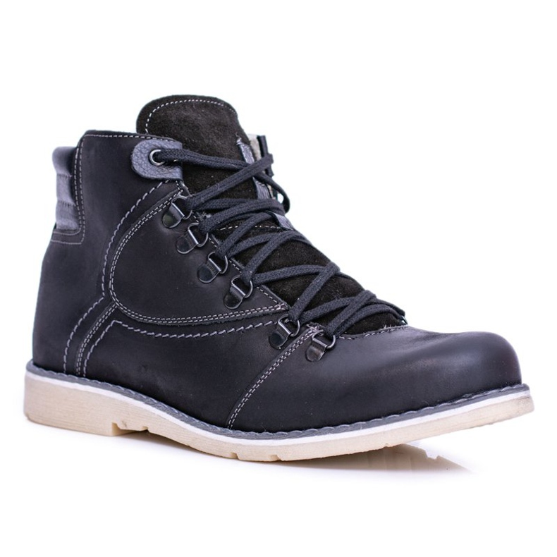Mænds sorte varme læderstøvler Komodo 733 1