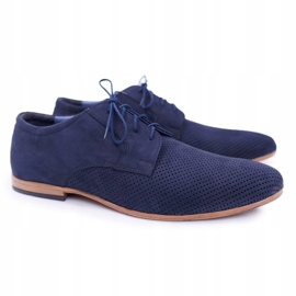 Bednarek Polish Shoes Herre Brogues Bednarek Nubuck Openwork Navy Blue Hermes marineblå 1