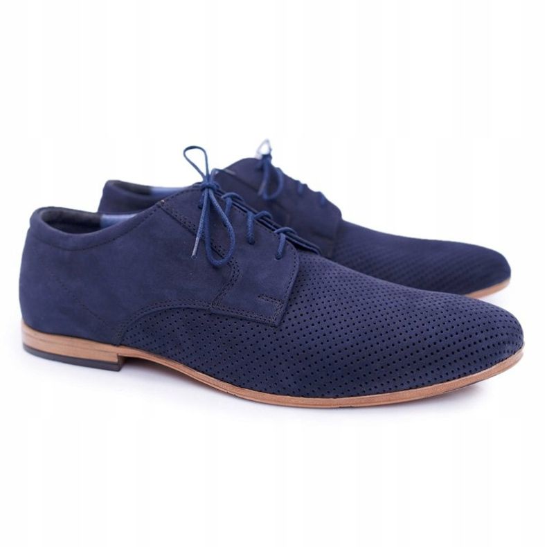 Bednarek Polish Shoes Herre Brogues Bednarek Nubuck Openwork Navy Blue Hermes marineblå 1