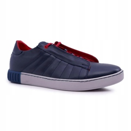 Bednarek Polish Shoes Mænds Brogues Bednarek Sport Læder Sko Uden Mesh Marineblå Geos 1