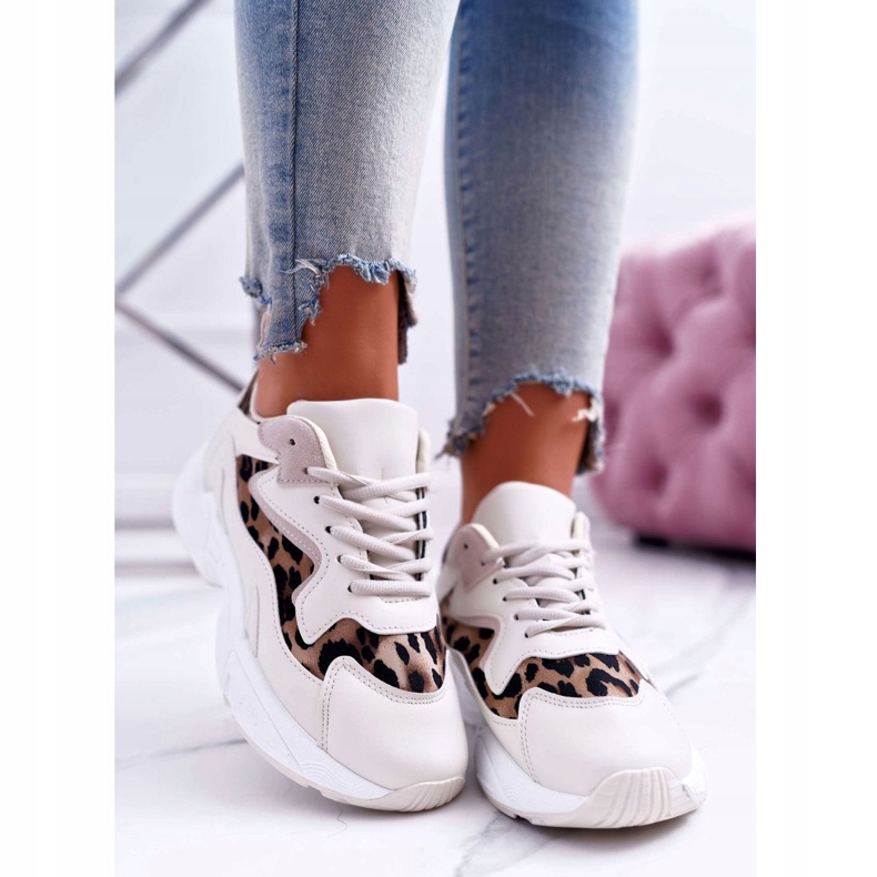 FJ1 Sportssko til kvinder Beige Leopard Mezeno hvid brun 2
