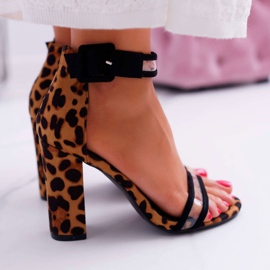 FRERY Kvinders sandaler på en høj hæl med leopardprint Dolimo brun 3