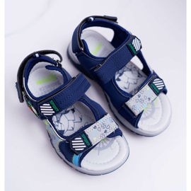 FRROCK Børns ungdoms drenge sandaler med velcro marineblå Reksio 1