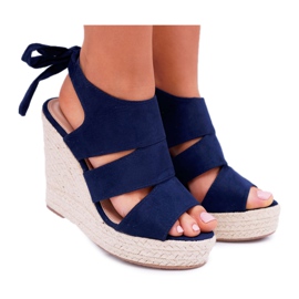 BUGO Kvinders sandaler på kile Yenga kile marine blå 7