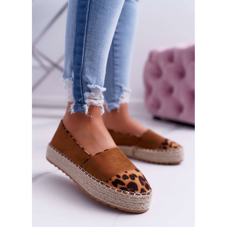 Kvinders Espadrilles Camel Platform Ringer brun 1