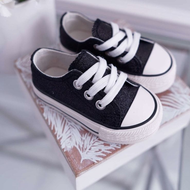 FRROCK Børns sorte brokade sneakers Misty 1