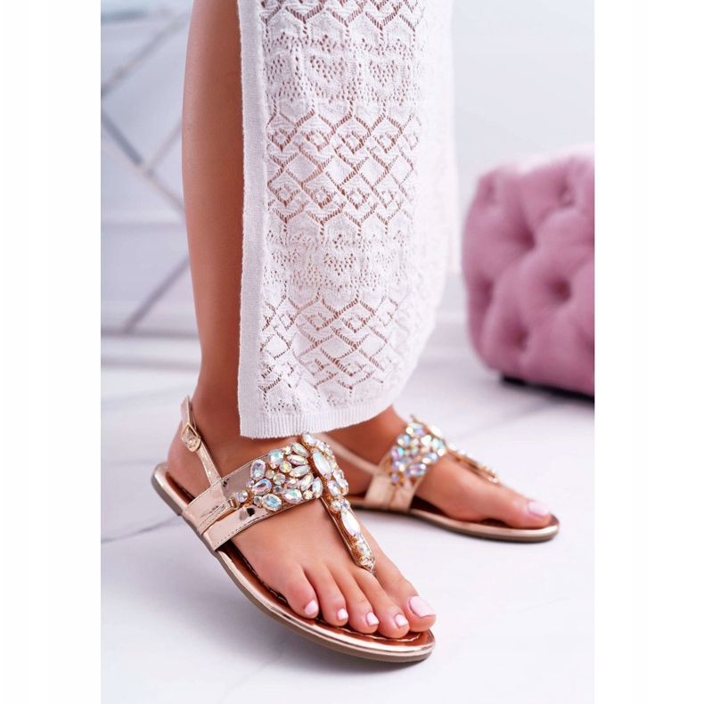 Kvinders sandaler Lu Boo Petrol Crystals Rose Gold Sonne lyserød 2
