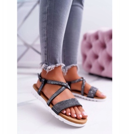 Kvinders sandaler Lu Boo med cubic zirconia 406-5 sort Stella 1