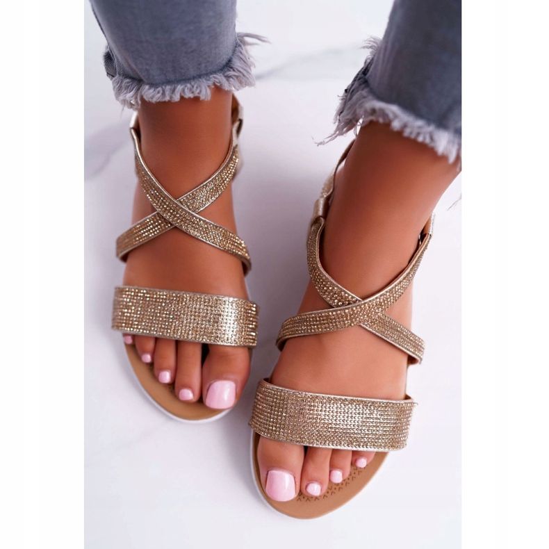Kvinders sandaler Lu Boo med cubic zirconia 406-5 guld Stella gylden 1
