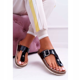 SEA Kvinders hjemmesko Flip-flops på sortlakeret sort palet 1