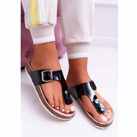 SEA Kvinders hjemmesko Flip-flops på sortlakeret sort palet 2