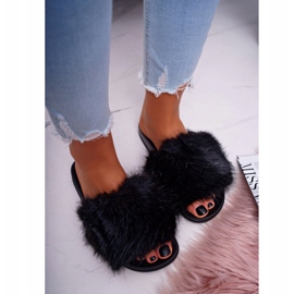 Kvinders flip flops med sort pels 3