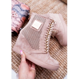 Kvinders sneakers Lu Boo Openwork Suede Beige Clamma 1