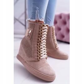 Kvinders sneakers Lu Boo Openwork Suede Beige Clamma 2