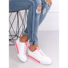 Kvinders hvide og lyserøde sneakers A88-23 Fushia 2