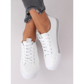 Hvide og grå sneakers til kvinder R13YD1388-11 Grå 2