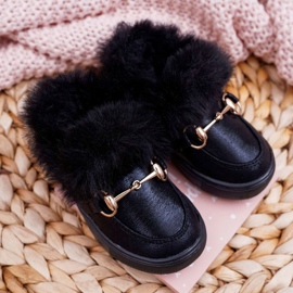 Børns sorte sneakers med pels 1
