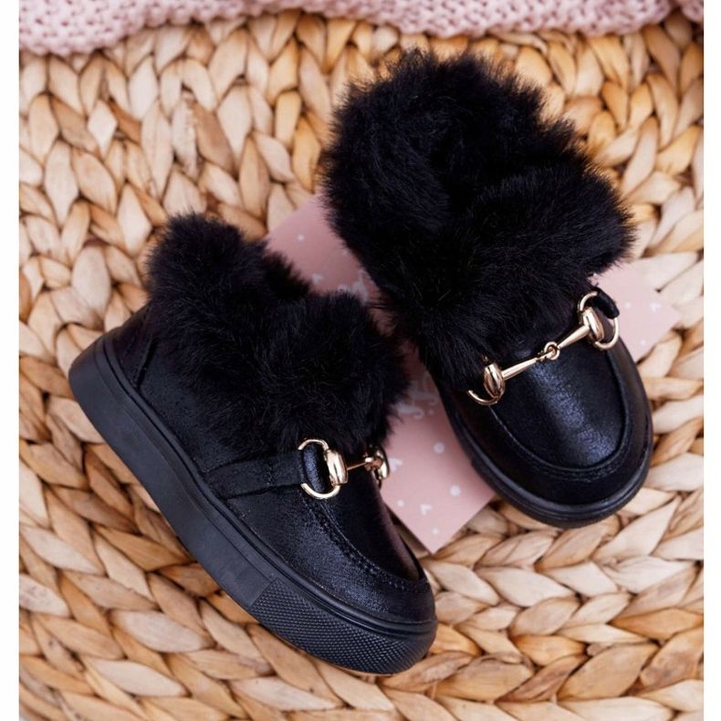 Børns sorte sneakers med pels 2