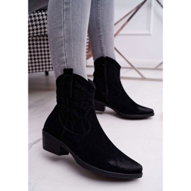 BUGO Cowboystøvler til kvinder Suede Black Ferders sort 1