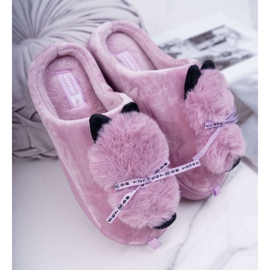 BUGO Kvinders hjemmesko med pels killing Pink Kitty lyserød 1