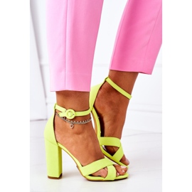 PS1 Kvinders sandaler på hæl ruskind Fluo gul Telmen 3
