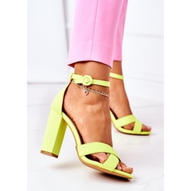 PS1 Kvinders sandaler på hæl ruskind Fluo gul Telmen 4