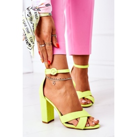 PS1 Kvinders sandaler på hæl ruskind Fluo gul Telmen 2