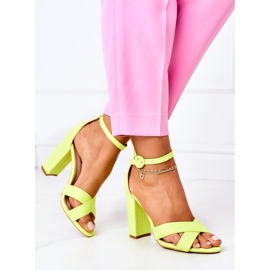 PS1 Kvinders sandaler på hæl ruskind Fluo gul Telmen 5