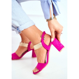 S.Barski Kvinders sandaler på hæl ruskind Fuchsia Enjoy lyserød 5