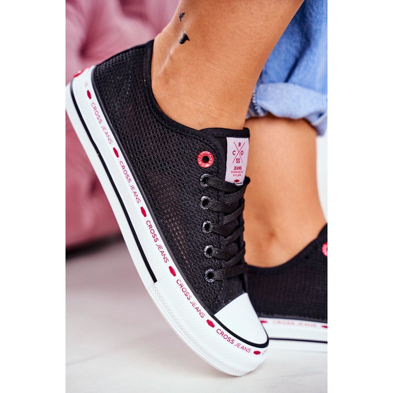 Dame Sneakers Cross Jeans Sort Mesh FF2R4015C 2