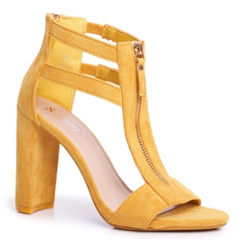 PS1 Kvinders sandaler på hæl ruskind gul dårskab 5