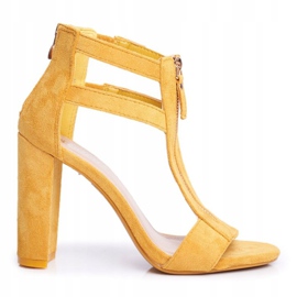 PS1 Kvinders sandaler på hæl ruskind gul dårskab 1