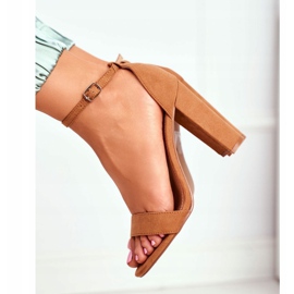 FW1 Kvinders sandaler på hæl ruskind Camel Anastasie brun 3