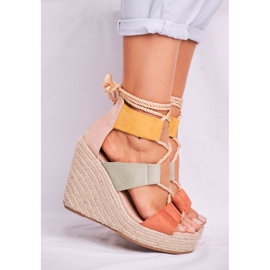 Bellucci Kvinders sandaler på kile Espadrilles farverige smukke brun flerfarvet 2