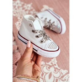 FRROCK Børnesneakers High White Rhinestones Smile hvid 2