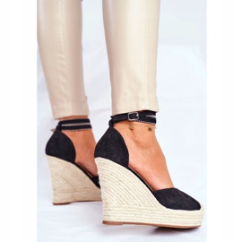 FB2 Kvinders sandaler på en kile hør sort Canterola 4