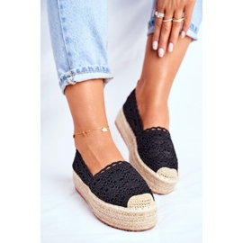 ADY Dame Espadrilles Blonder Sort Desante Platform 1
