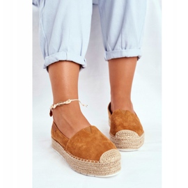 FB2 Kvinders Espadriller på Camel La Playa Linnedplatform brun 2