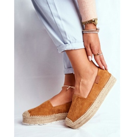 FB2 Kvinders Espadriller på Camel La Playa Linnedplatform brun 1