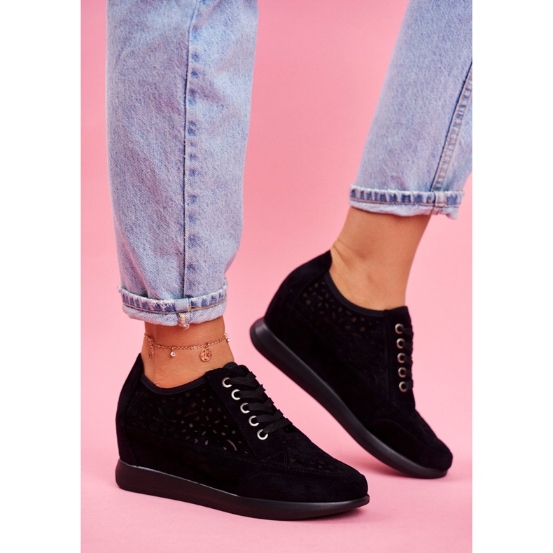 Dame Sneakers Sergio Leone Openwork Sort PB122 2