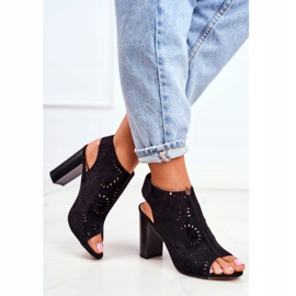 EVE Kvinders sandaler på en hæl med åbent velcro -sorte regler 3