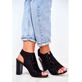 EVE Kvinders sandaler på en hæl med åbent velcro -sorte regler 1