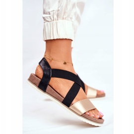 EVE Elegante damesandaler sort og guld Morrin 2