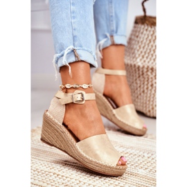 EVE Kvinders sandaler på kile Espadrilles Golden Maritta gylden 1